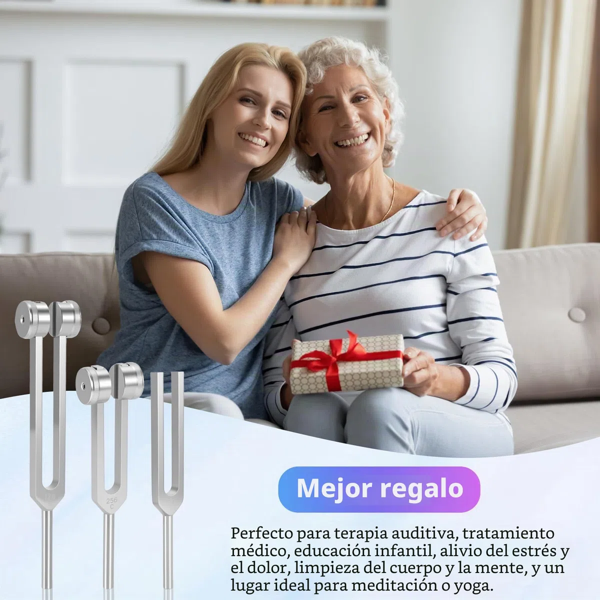 Diapasones para sanación, juego de tenedores de sintonización con martillo reflejo para curación, chakras, terapia de sonido, yoga, diapasón y martillo, juego de 128 256 y 512 Hz