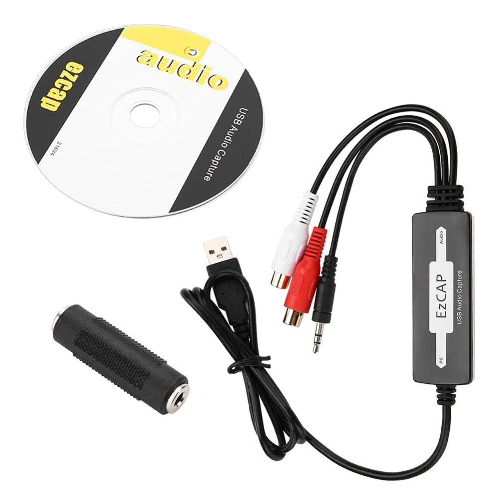 Tarjeta de Captura de Audio USB - Grabadora de Sonido para Casetes de Giradiscos a MP3/WAV, Estéreo de Dos Canales