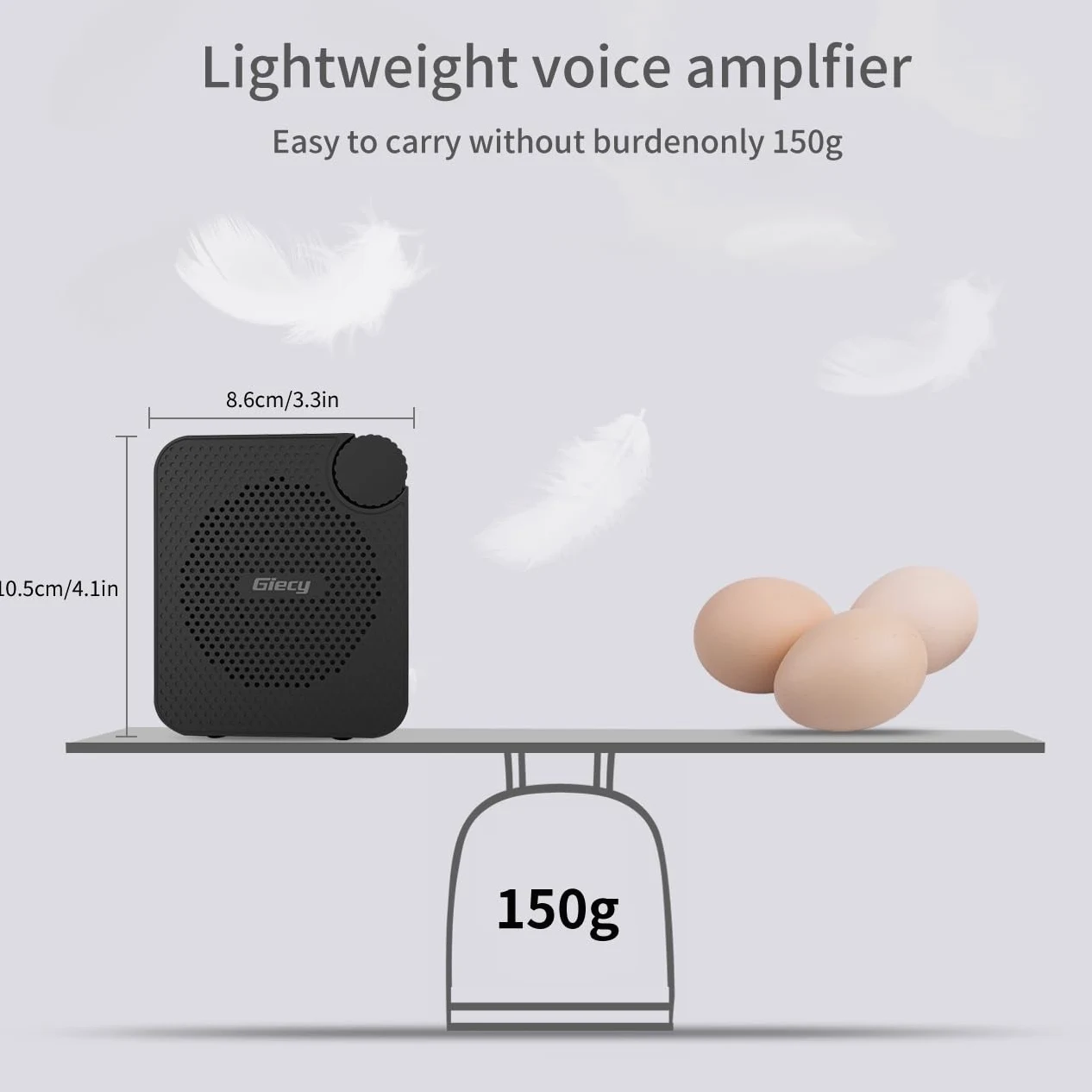 Amplificador de Voz Ultra Ligero con Micrófono,Sistema PA Portatil,Recargable Batería,Correa Ajustable para Profesores,Guías Turísticos,Fitness
