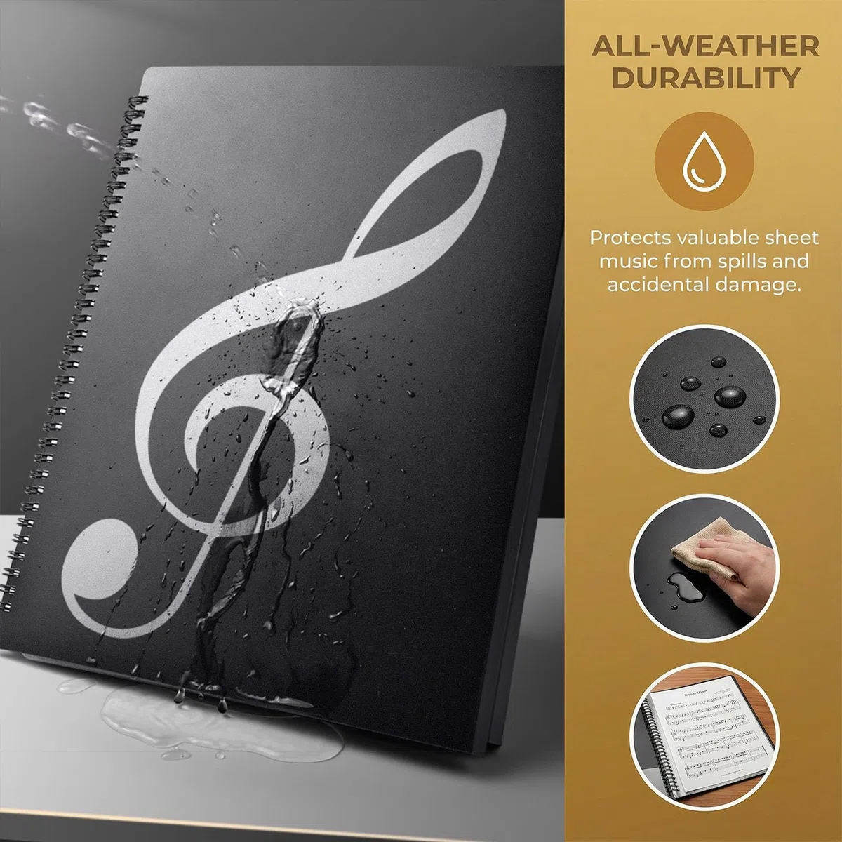 Carpeta Plegable para Partituras A4 de 4 Lados, Carpeta de Archivos de Música, 20 Compartimentos/40 Páginas, Carpeta de Partituras de Piano Trae una Pegatina índice, Carpeta Fundas Plastico A4