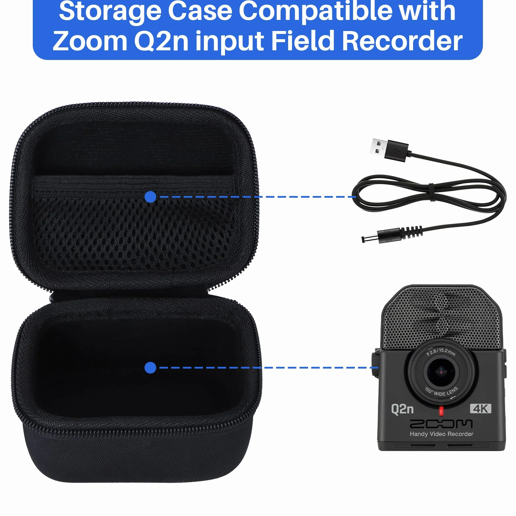 Lebakort Duro Caja Estuche Funda para Zoom Q2n 4K Grabadora portátil