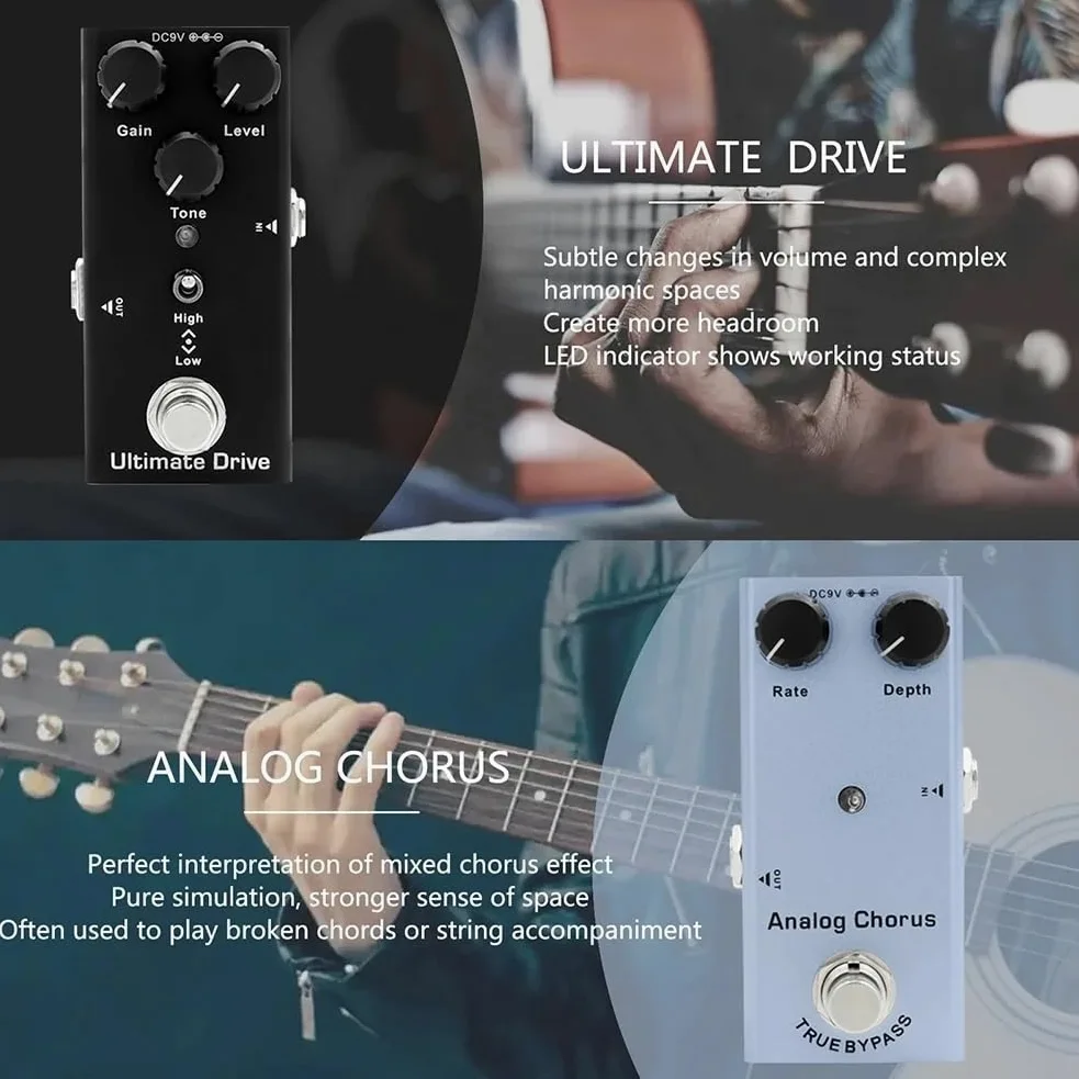 Pedal de Efectos para Guitarra Eléctrica, Minichorus Analógico, Pedales para Bajo, Chorus Analógico