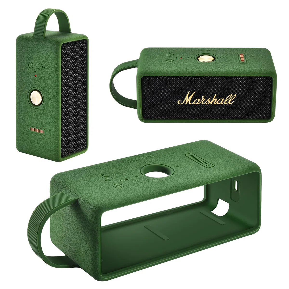 Funda de Silicona para Marshall Emberton III Altavoces Bluetooth portátiles,Emberton 3rd Estuche de Viaje Portátil Protector Bolsa de Transporte con Mango(Verde)