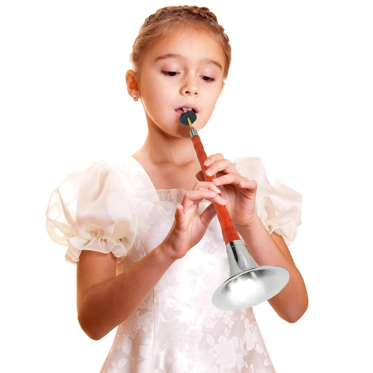 Luckxing Instrumento Chino Suona - Instrumento Viento folclórico Chino Fuerte Hecho a Mano para niños Adultos Principiantes Estudiantes música - Tono Alto Timbre único Ébano Caoba