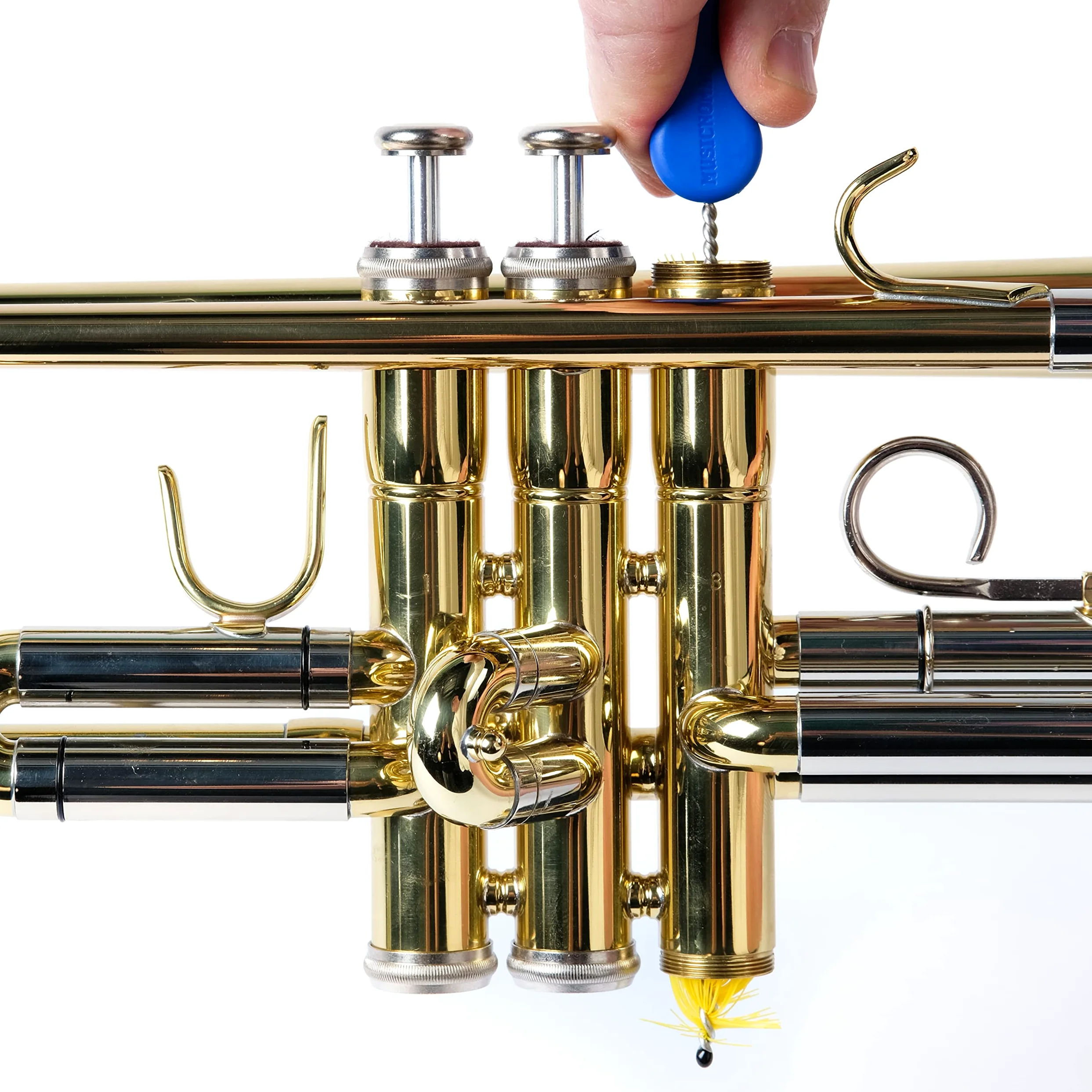 MusicNomad Kit de limpieza de cepillo de trompeta de 3 piezas de alta calidad: boquilla, válvula y cepillo de serpiente con bolsa de almacenamiento (MN765)