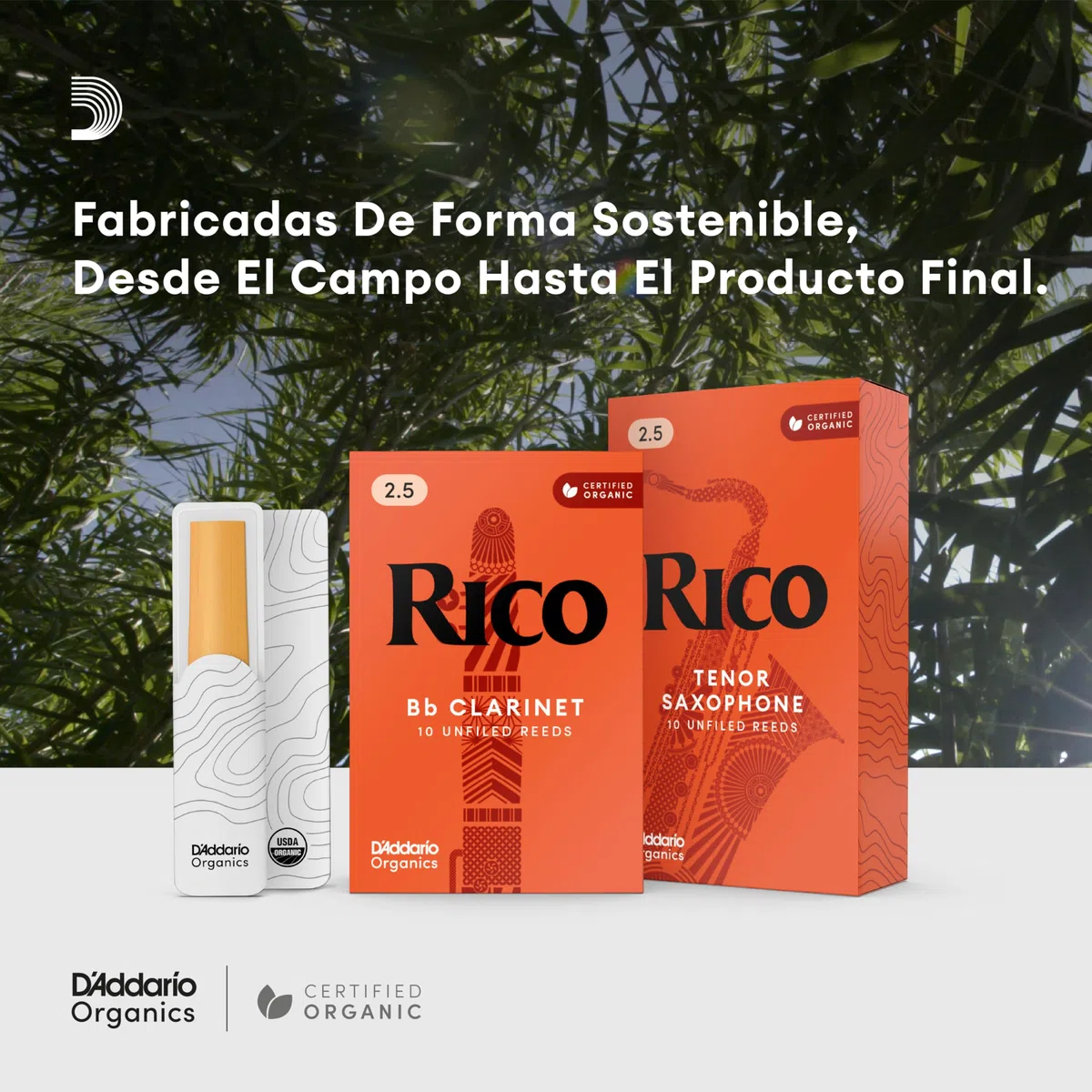 Cañas D'Addario Rico para saxofón barítono, fuerza 2.5, paquete de 3