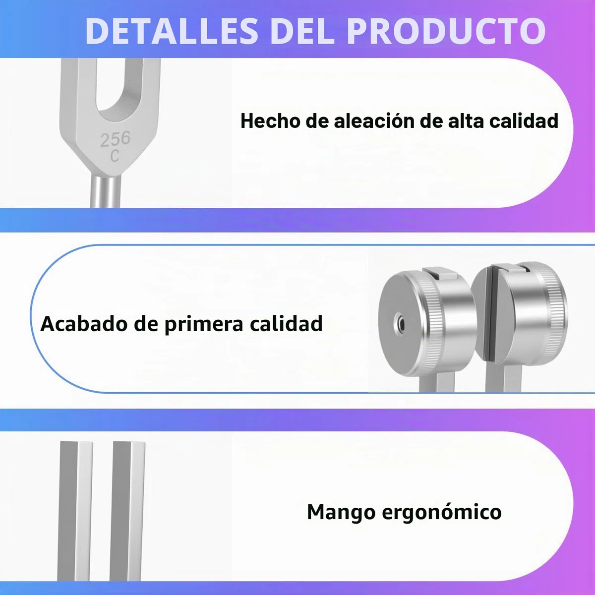 Diapasones para sanación, juego de tenedores de sintonización con martillo reflejo para curación, chakras, terapia de sonido, yoga, diapasón y martillo, juego de 128 256 y 512 Hz